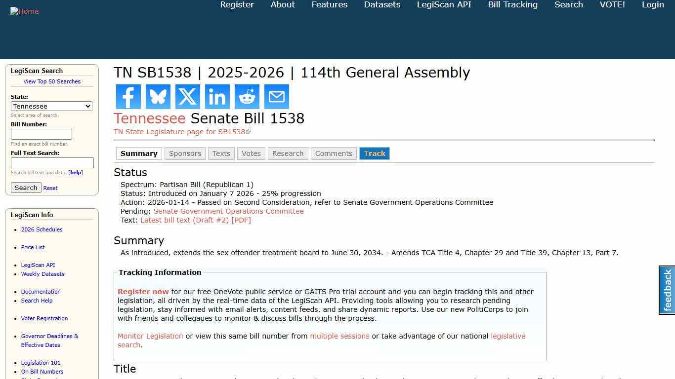 TN SB1538 | 2025-2026 | 114th General Assembly | LegiScan